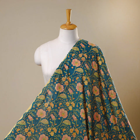 Blue Block Print Cotton Sanganeri Fabric