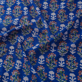 Blue Block Print Cotton Sanganeri Fabric
