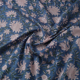 Blue Block Print Cotton Sanganeri Fabric
