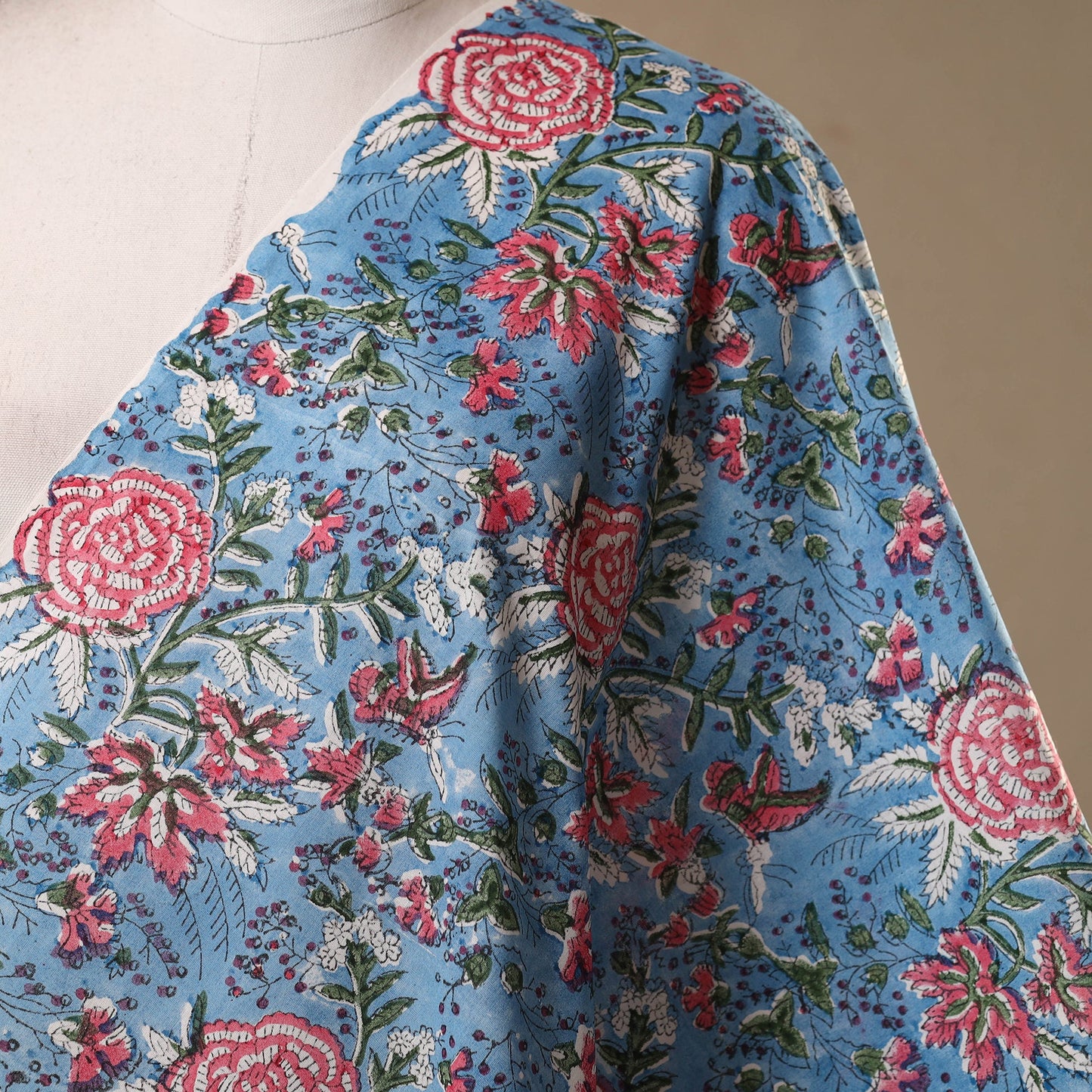 Blue - cotton sanganeri fabric 15 - handcrafted