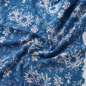 Blue Block Print Cotton Sanganeri Fabric