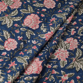 Blue Block Print Cotton Sanganeri Fabric