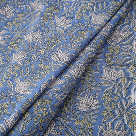 Blue Block Print Cotton Sanganeri Fabric