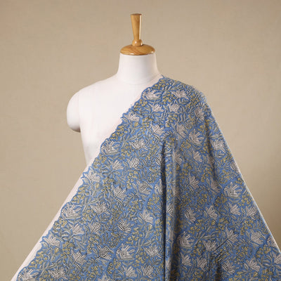 Blue Block Print Cotton Sanganeri Fabric