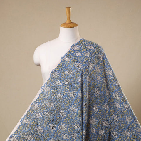 Blue Block Print Cotton Sanganeri Fabric