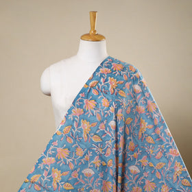 Blue Block Print Cotton Sanganeri Fabric
