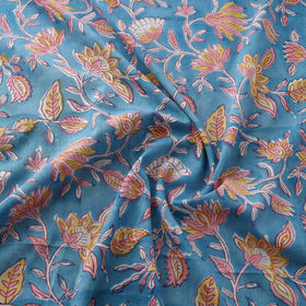 Blue Block Print Cotton Sanganeri Fabric