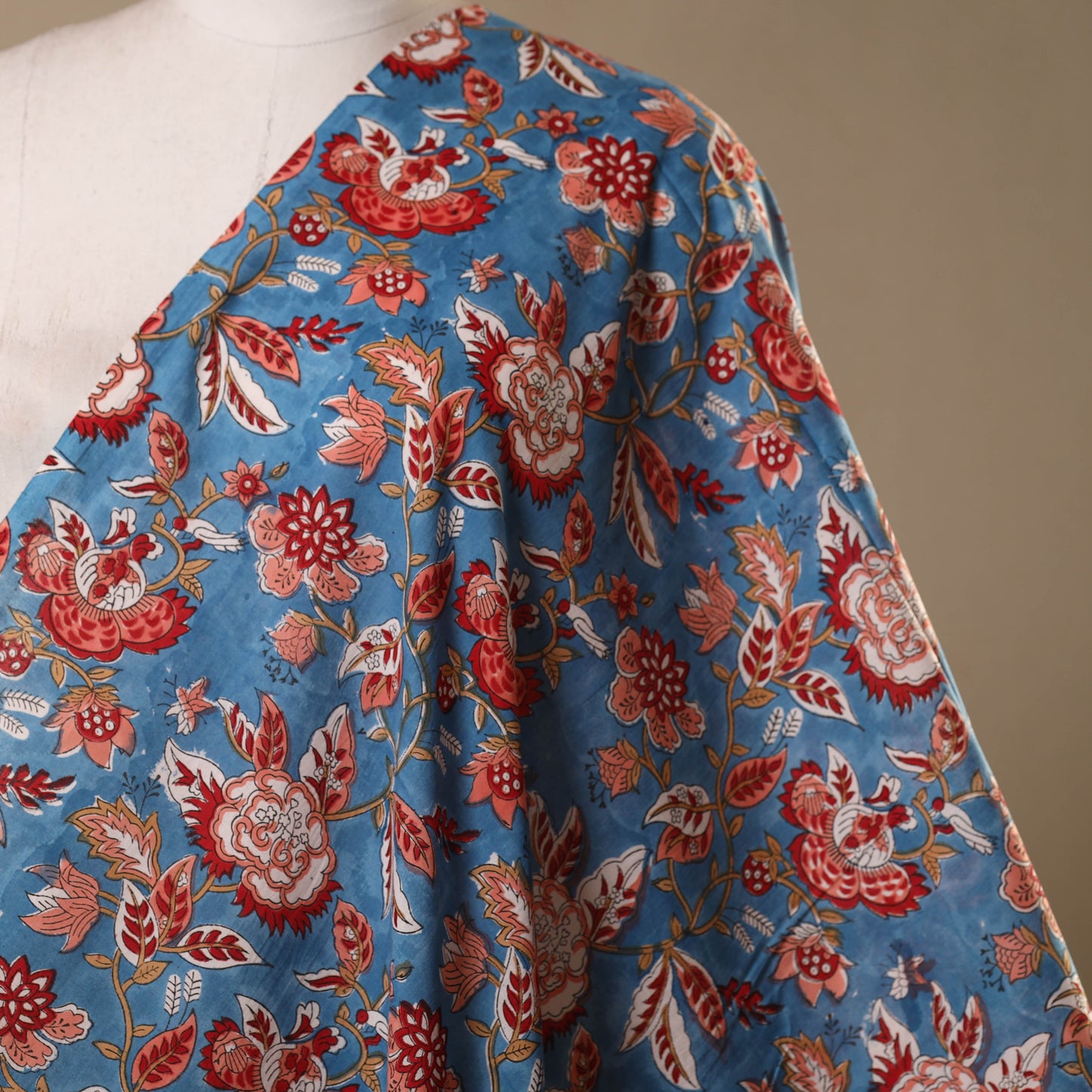 Blue - cotton sanganeri fabric 21 - handcrafted