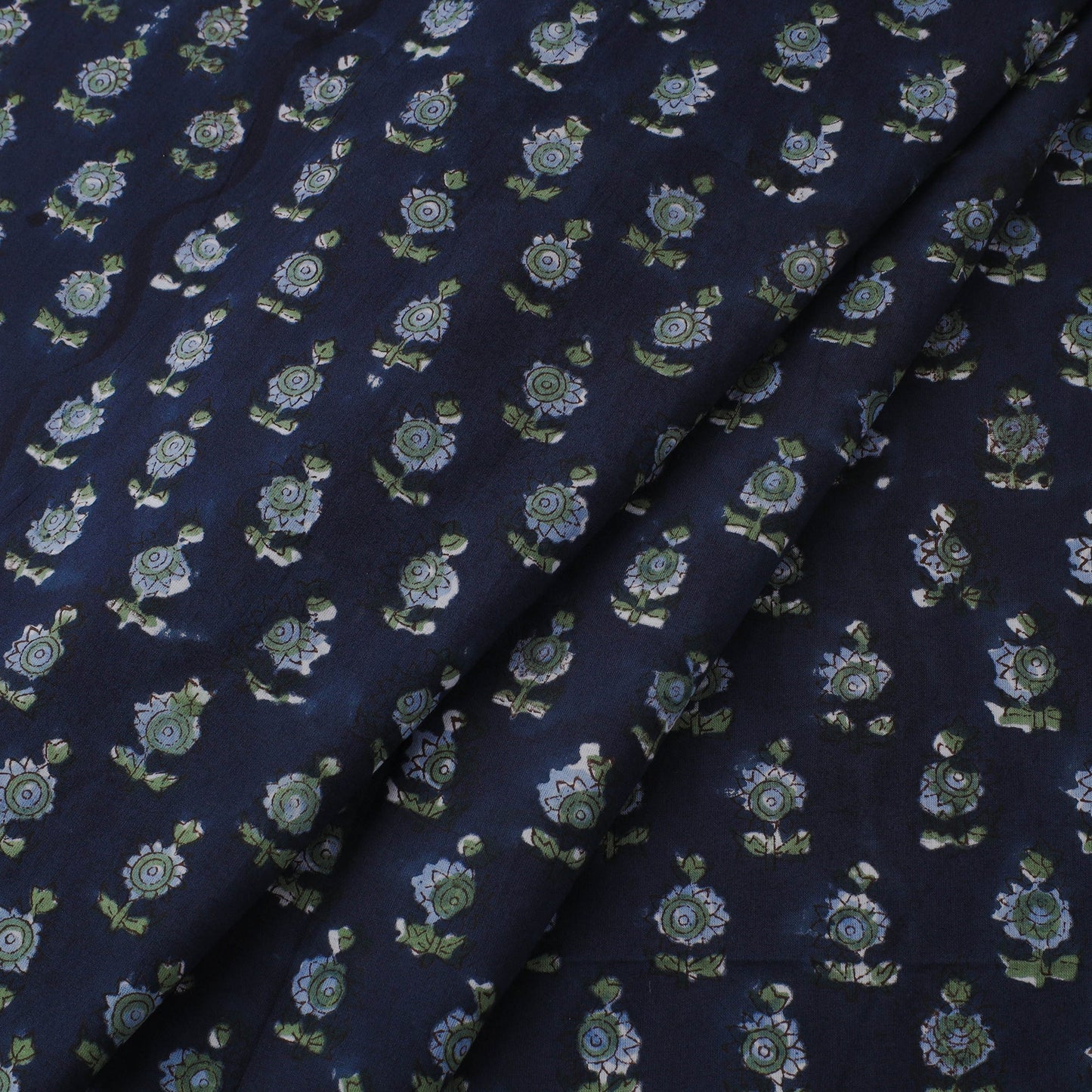 Blue Block Print Cotton Sanganeri Fabric