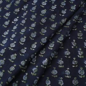Blue Block Print Cotton Sanganeri Fabric
