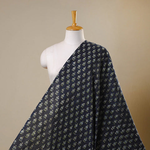 Blue Block Print Cotton Sanganeri Fabric