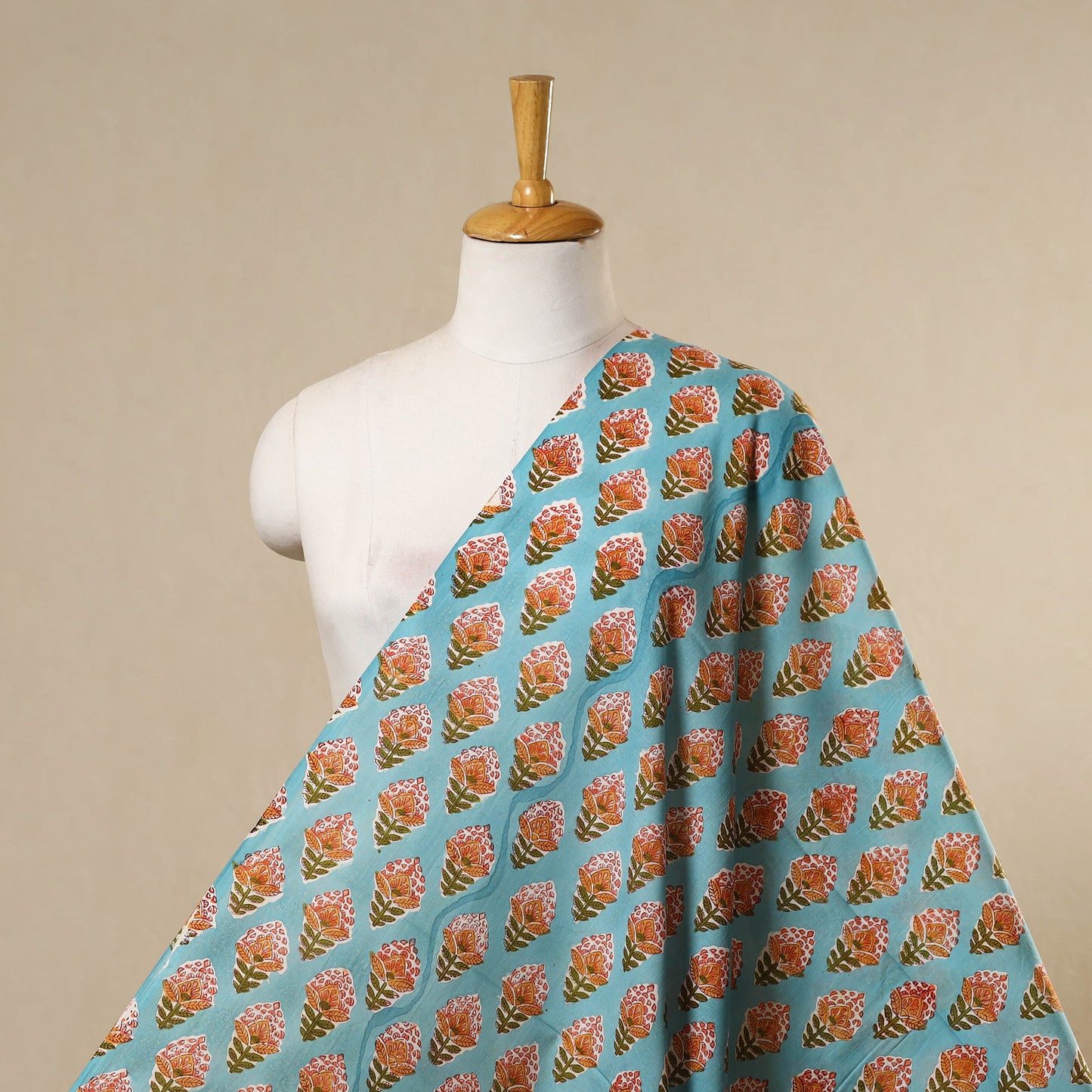 Blue - cotton sanganeri fabric 27 - handcrafted