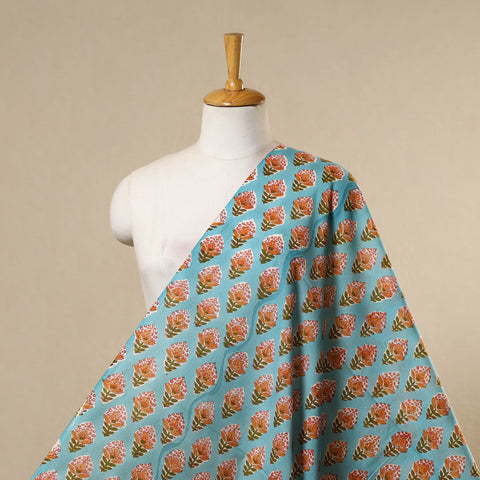 Blue - cotton sanganeri fabric 27 - handcrafted