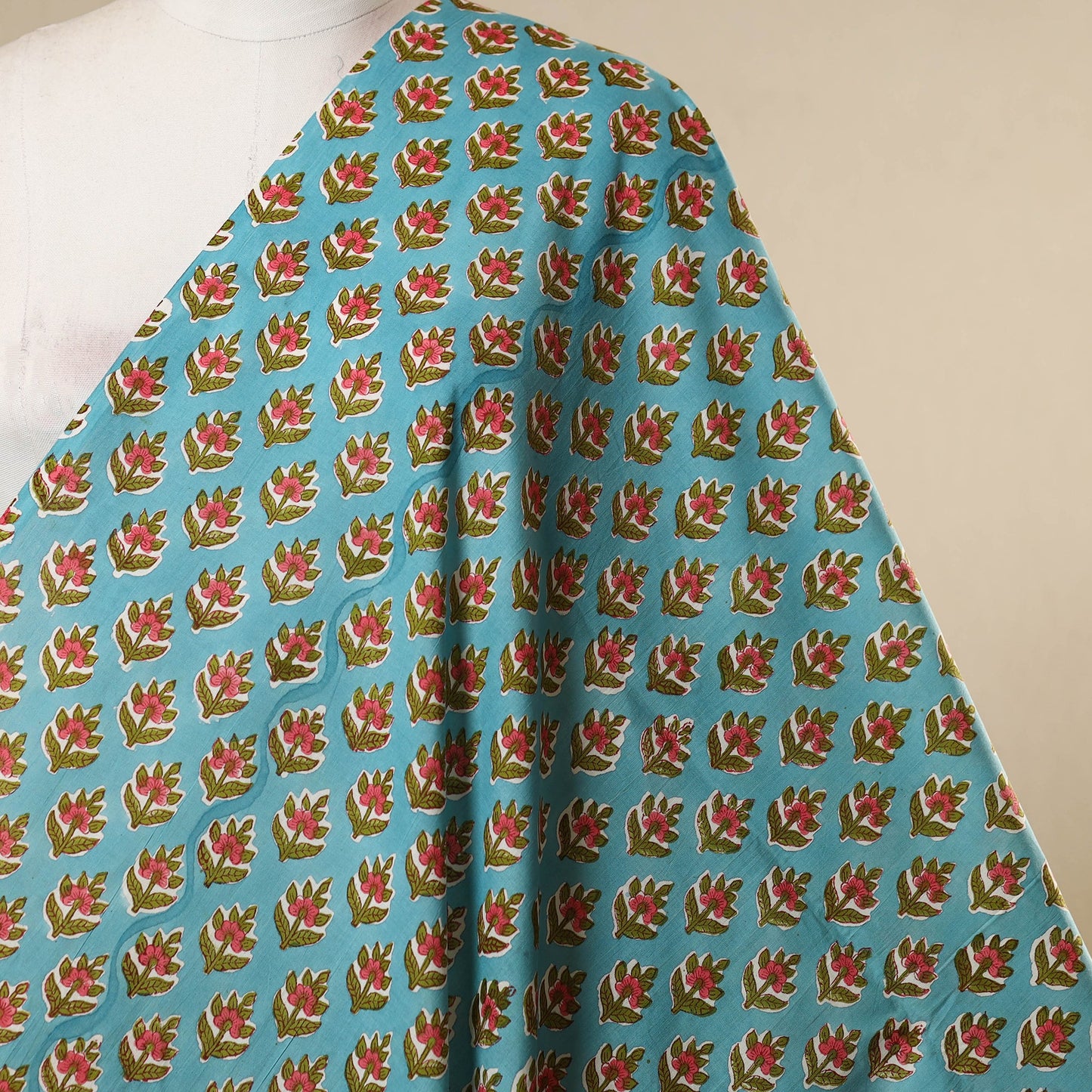 Blue - cotton sanganeri fabric 37 - handcrafted