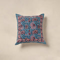 Blue - cotton sanganeri floral cushion cover (16 x 16 in)