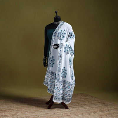 Cotton sanganeri floral dupatta 06 - handcrafted