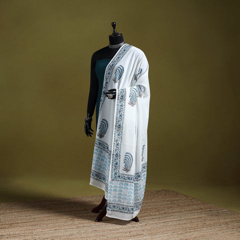 Cotton sanganeri floral dupatta 09 - handcrafted