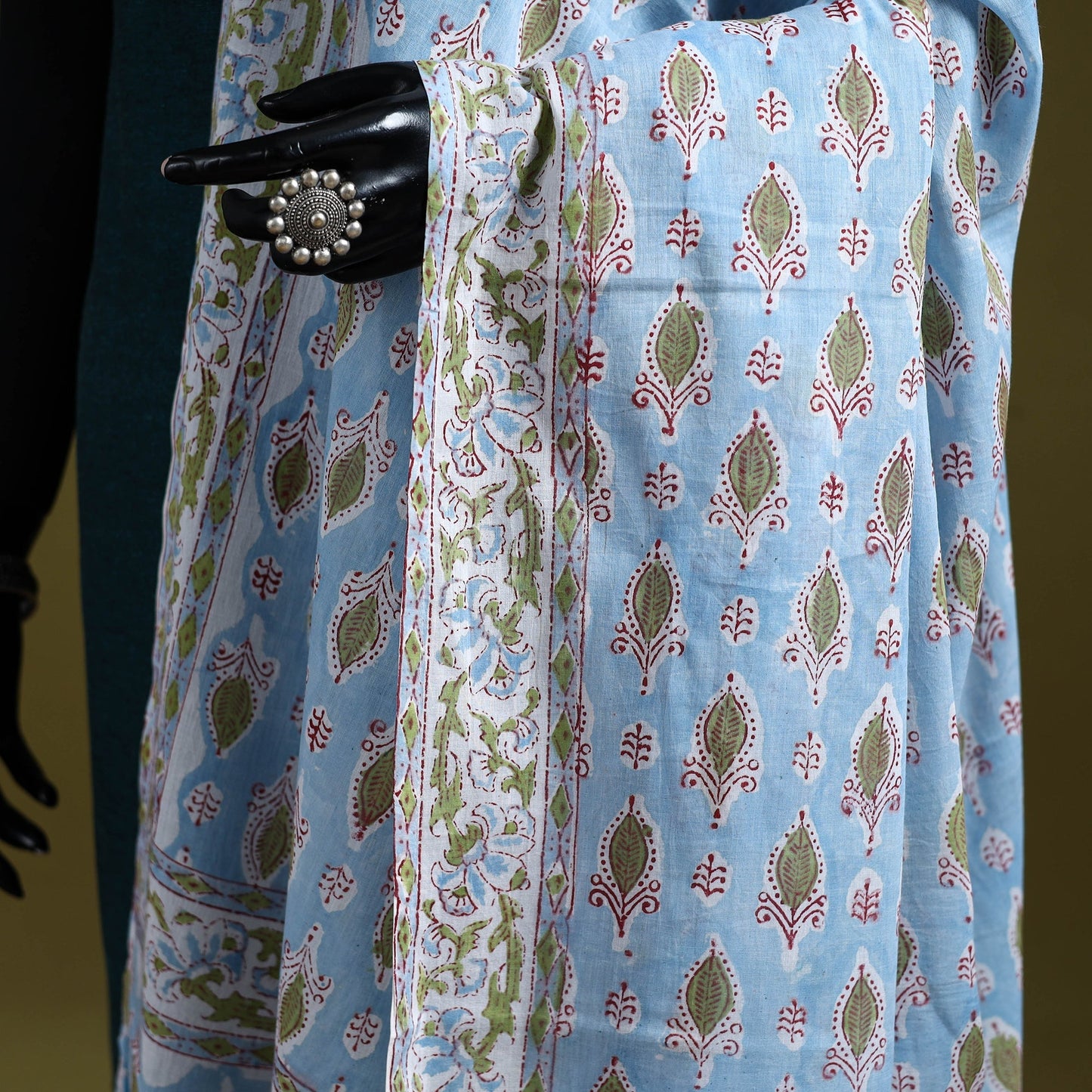 Cotton sanganeri floral dupatta 16 - handcrafted