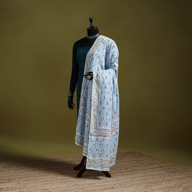 Cotton sanganeri floral dupatta 16 - handcrafted