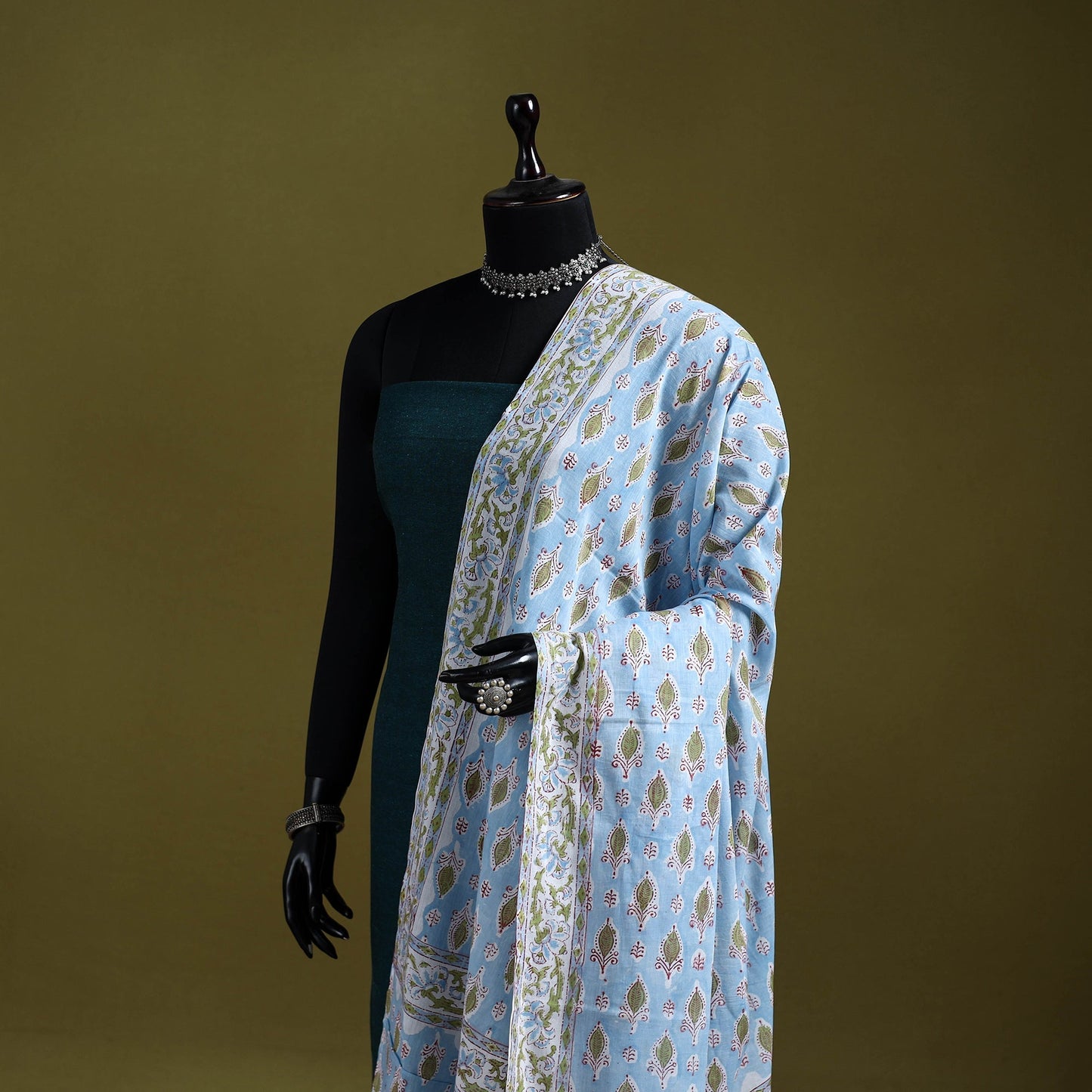 Cotton sanganeri floral dupatta 16 - handcrafted