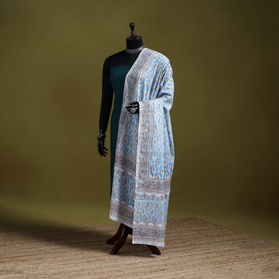 Cotton sanganeri floral dupatta 25 - handcrafted
