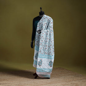 Cotton sanganeri floral dupatta 38 - handcrafted