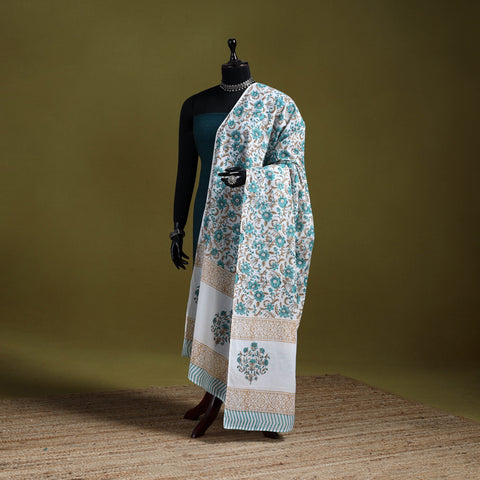 Cotton sanganeri floral dupatta 47 - handcrafted