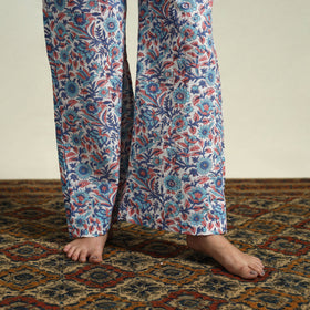 Blue Cotton Sanganeri Block Print Night Suit Set 