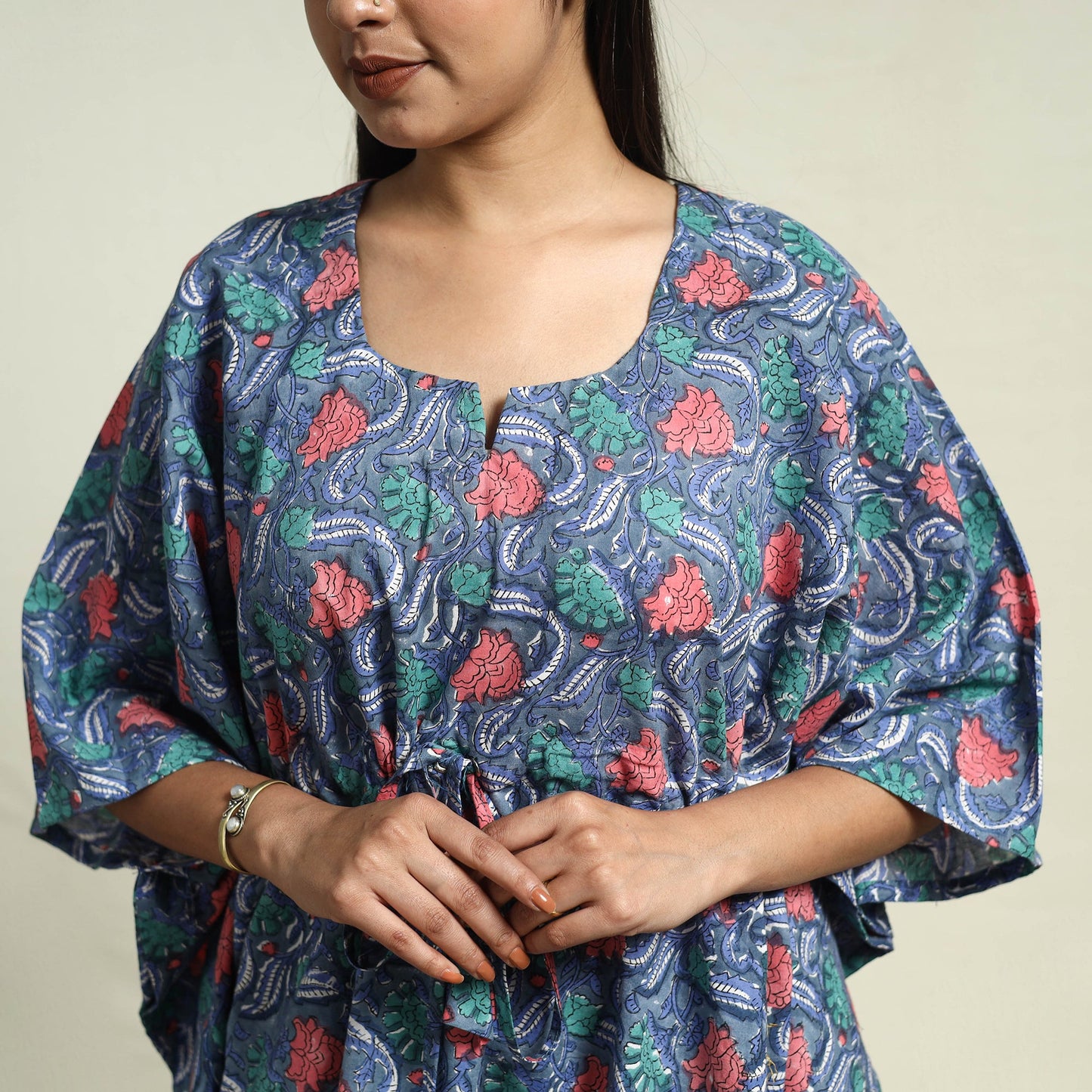 Blue Cotton Sanganeri Block Print Night Suit Set 