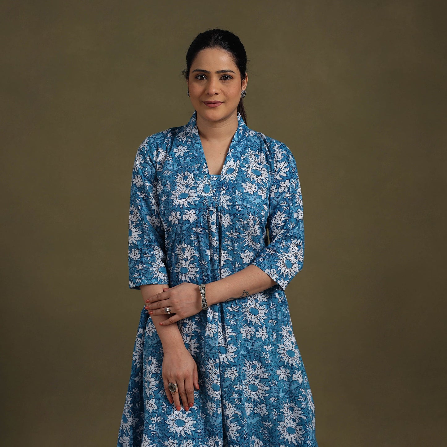 Blue Cotton Sanganeri Block Print Co-Ord Set