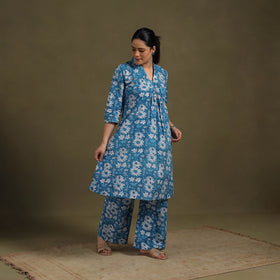 Blue Cotton Sanganeri Block Print Co-Ord Set