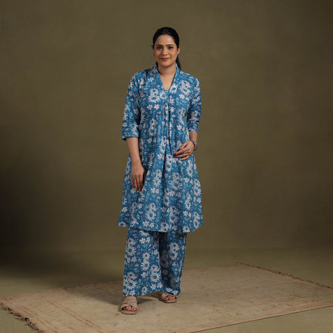 Blue Cotton Sanganeri Block Print Co-Ord Set