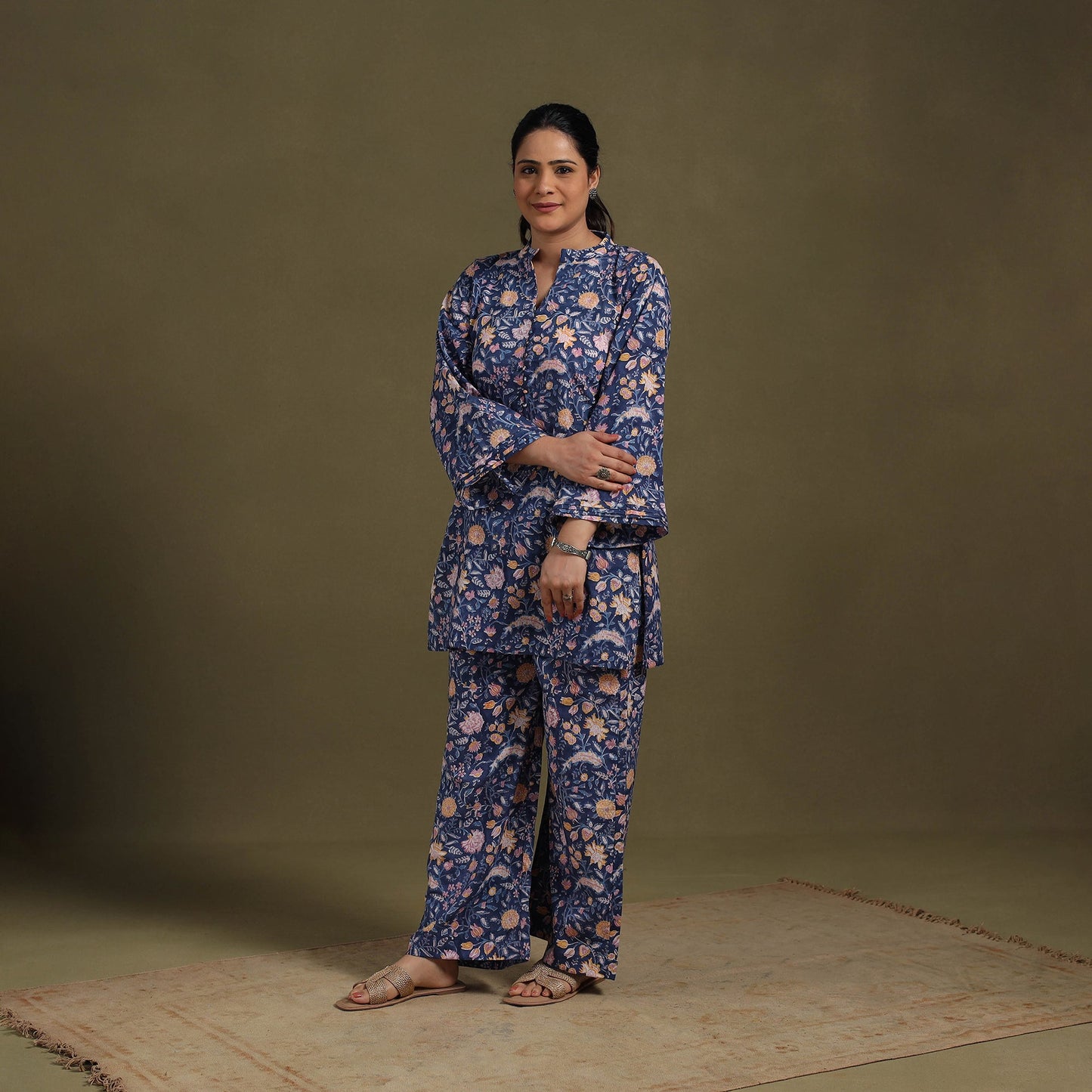 Blue Cotton Sanganeri Block Print Co-Ord Set