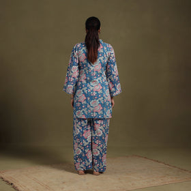 Blue Cotton Sanganeri Block Print Co-Ord Set