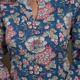 Blue Cotton Sanganeri Block Print Co-Ord Set