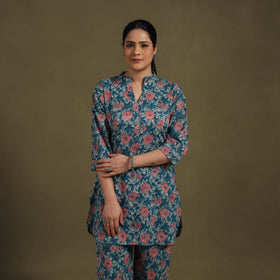 Blue Cotton Sanganeri Block Print Co-Ord Set