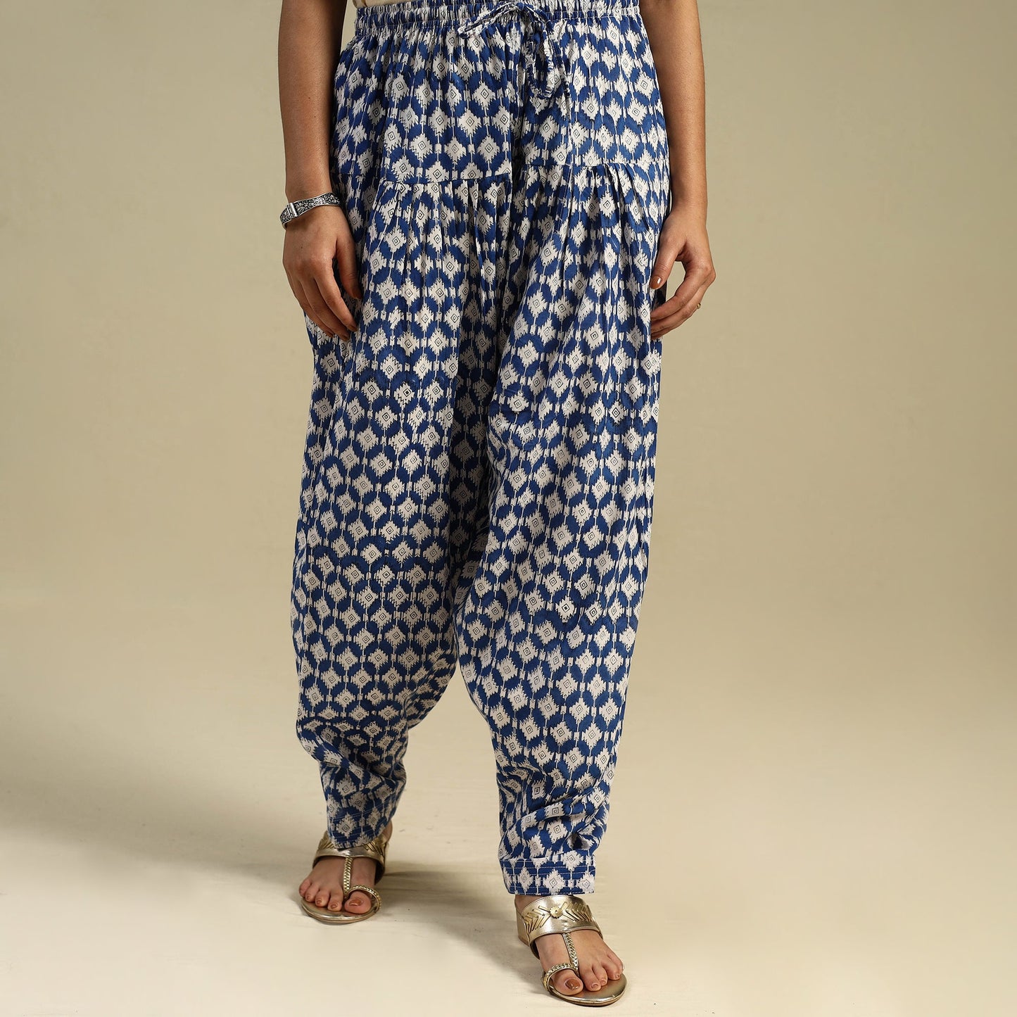 Blue Block Print Cotton Sanganeri Salwar