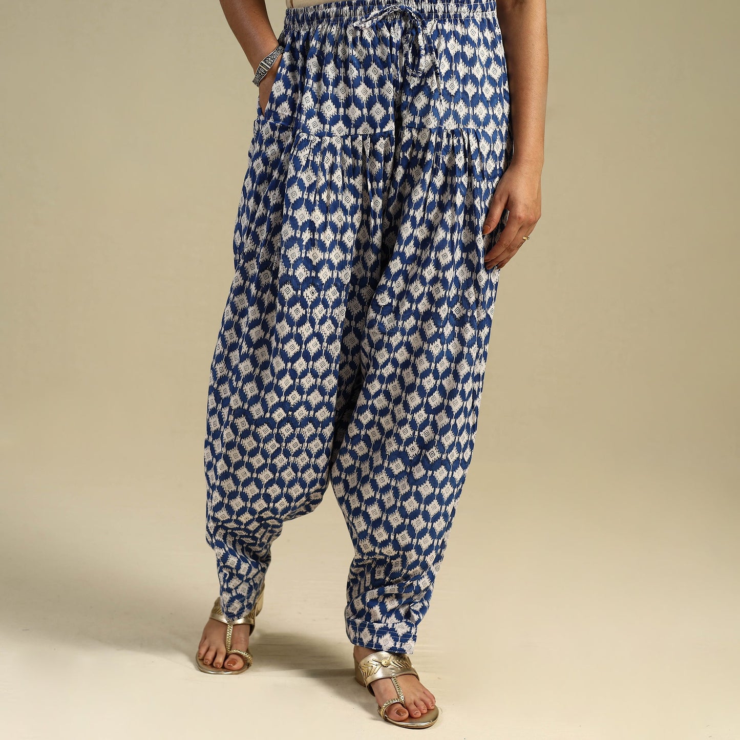 Blue Block Print Cotton Sanganeri Salwar