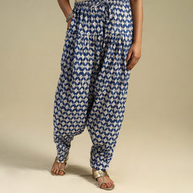 Blue Block Print Cotton Sanganeri Salwar