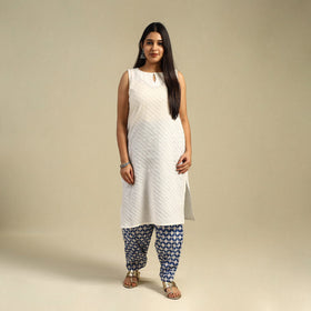 Blue Block Print Cotton Sanganeri Salwar