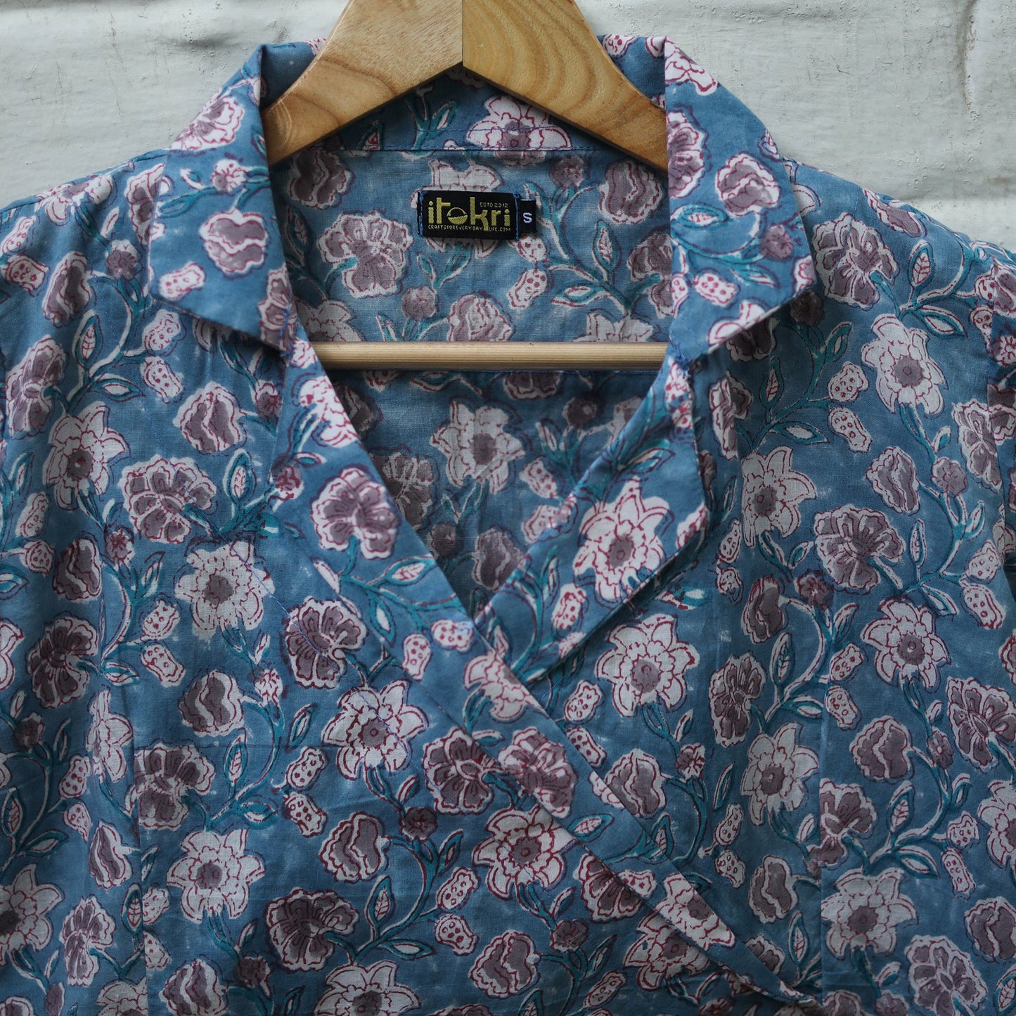 Buy Blue Block Print Cotton Sanganeri Stitched Blouse