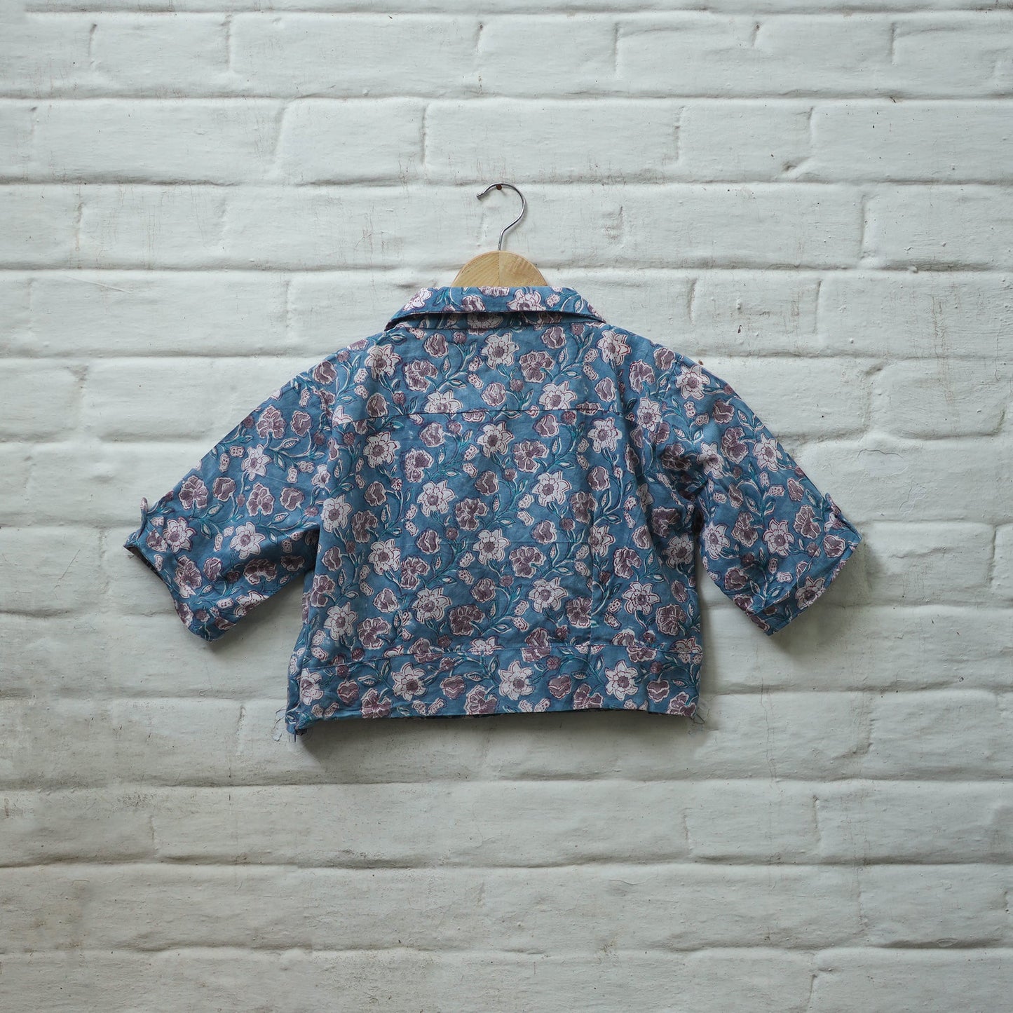 Buy Blue Block Print Cotton Sanganeri Stitched Blouse