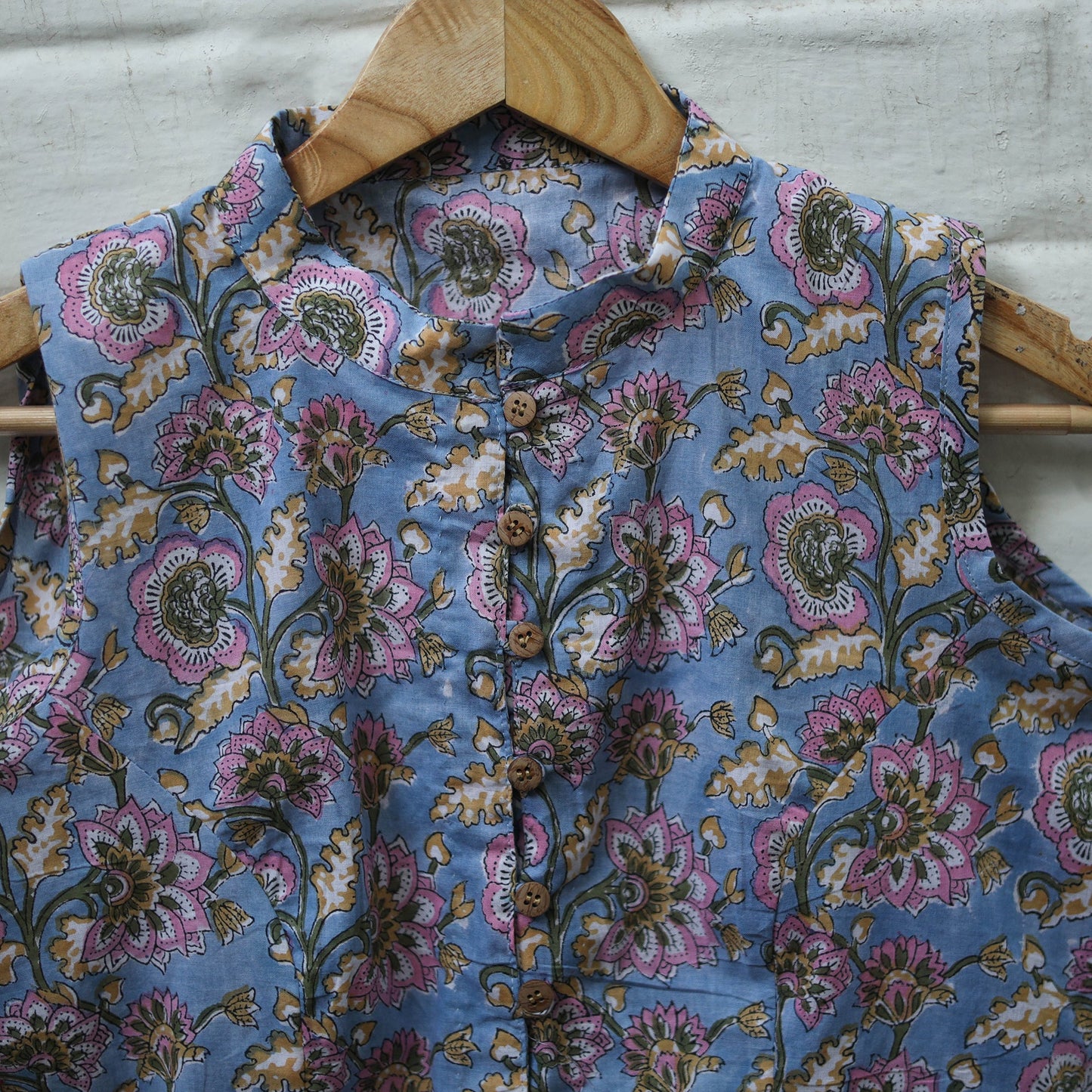 Buy Blue Block Print Cotton Sanganeri Stitched Blouse