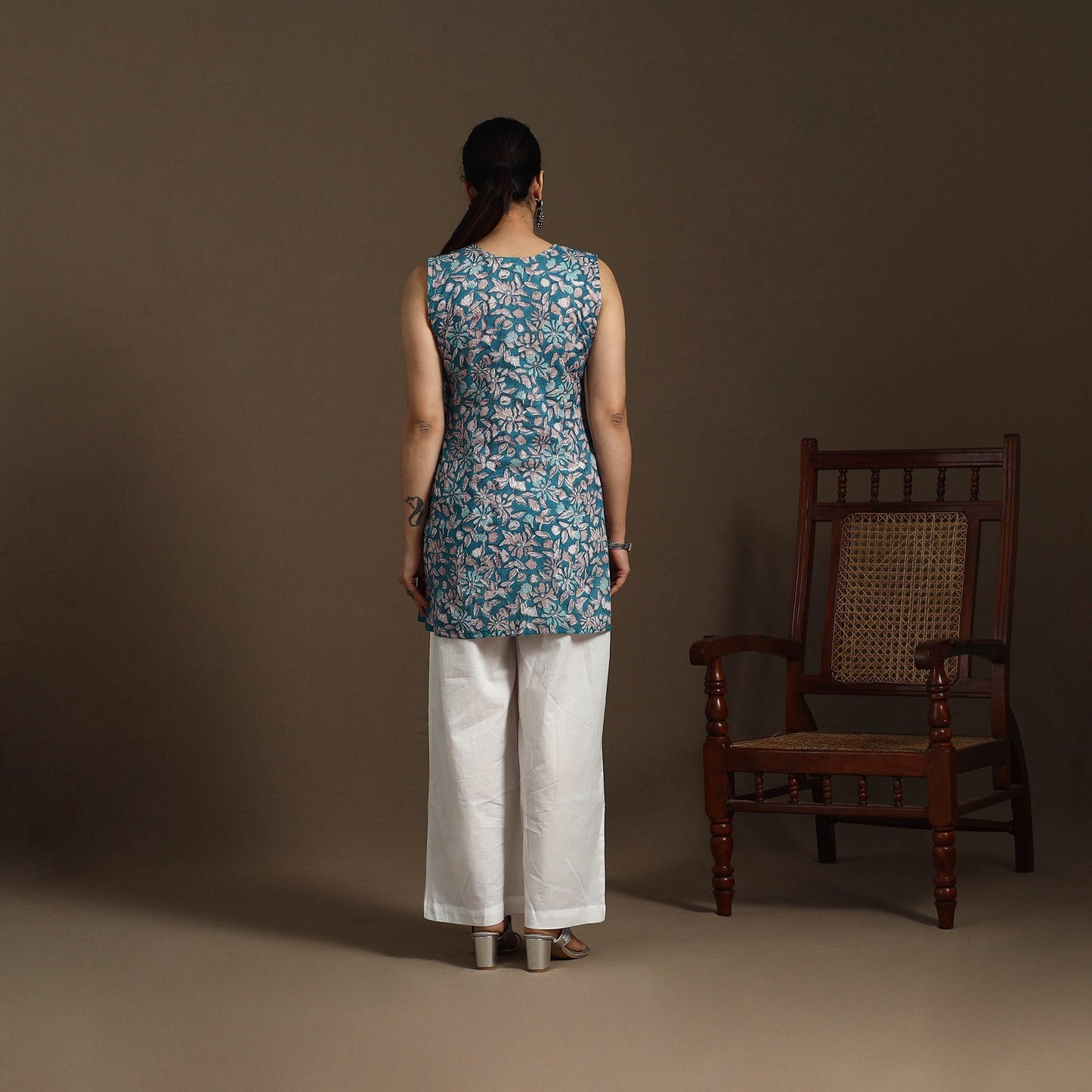 Blue - cotton short sanganeri kurta 13 - handcrafted