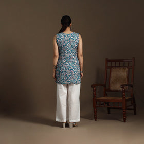 Blue - cotton short sanganeri kurta 13 - handcrafted