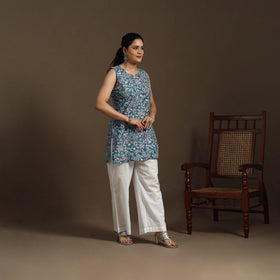 Blue - cotton short sanganeri kurta 13 - handcrafted