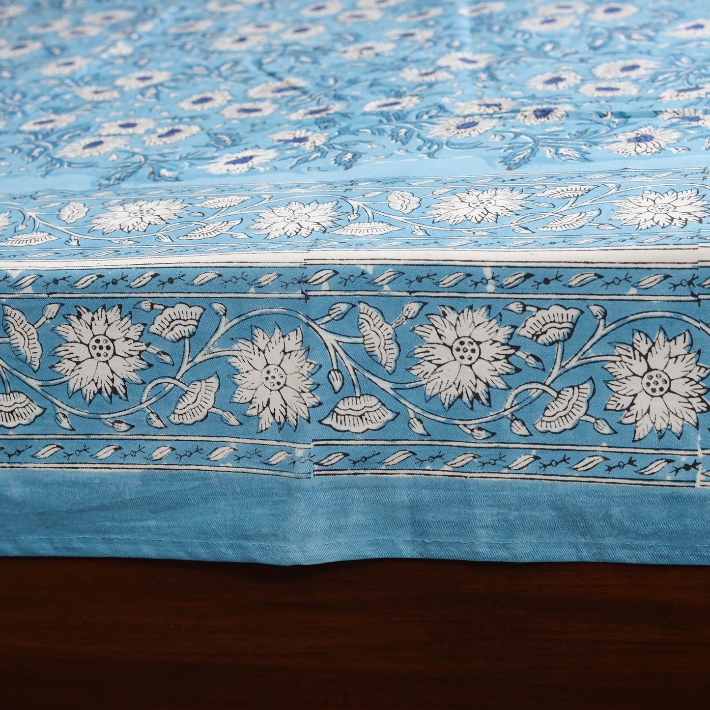Blue - cotton single sanganeri bed sheet (90 x 60 in) 34