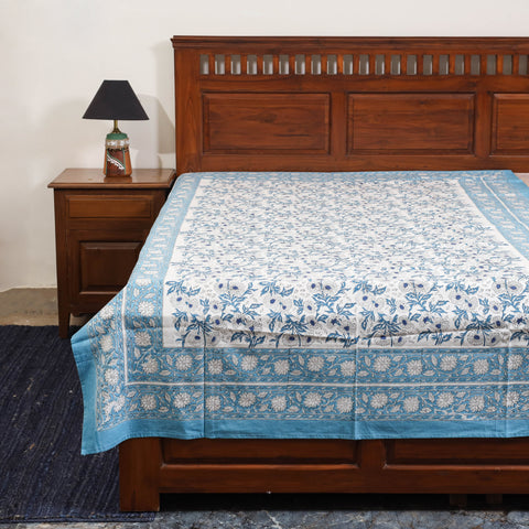 Blue - cotton single sanganeri bed sheet (90 x 60 in) 38
