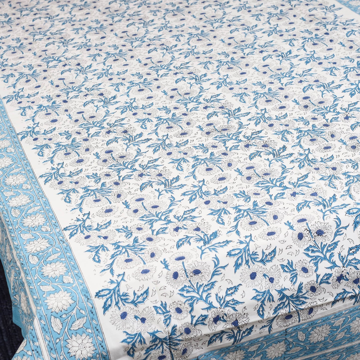 Blue - cotton single sanganeri bed sheet (90 x 60 in) 38