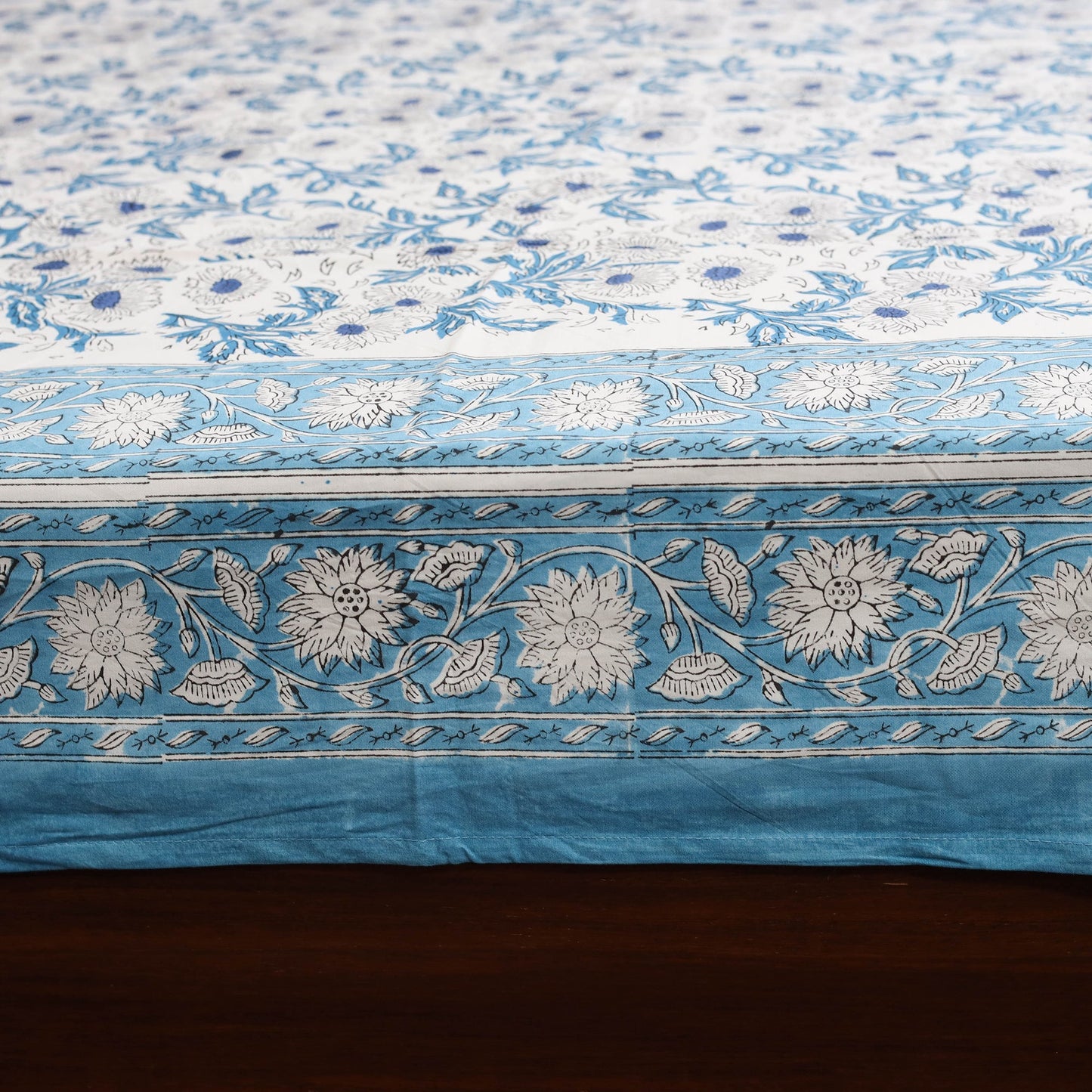 Blue - cotton single sanganeri bed sheet (90 x 60 in) 38